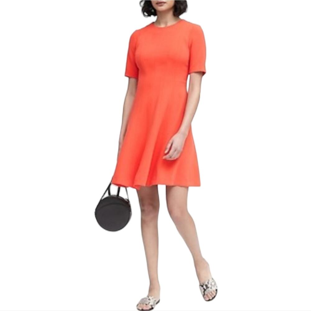 Banana Republic Orange Dream Paneled Fit Flare Dress Work cocktail Size 14 New